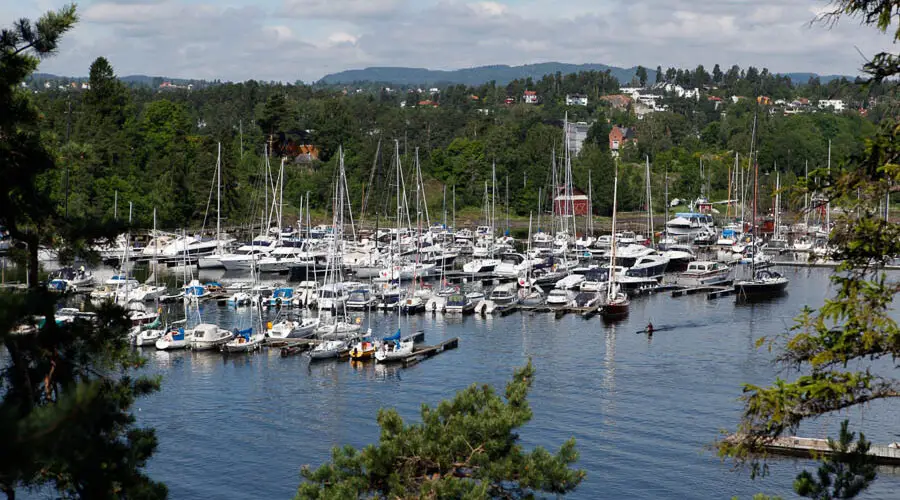 schöne Ausblicke von der Museumsinsel Bygdoy in Oslo