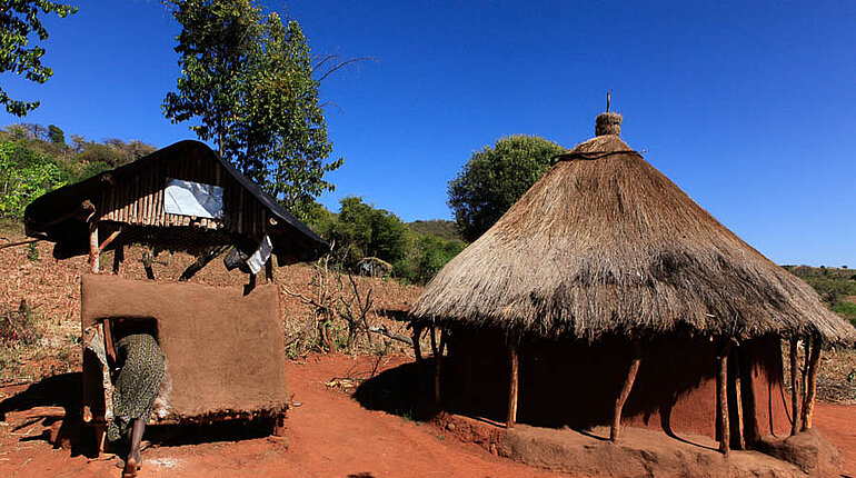 Häuser bei den Benna in Äthiopien